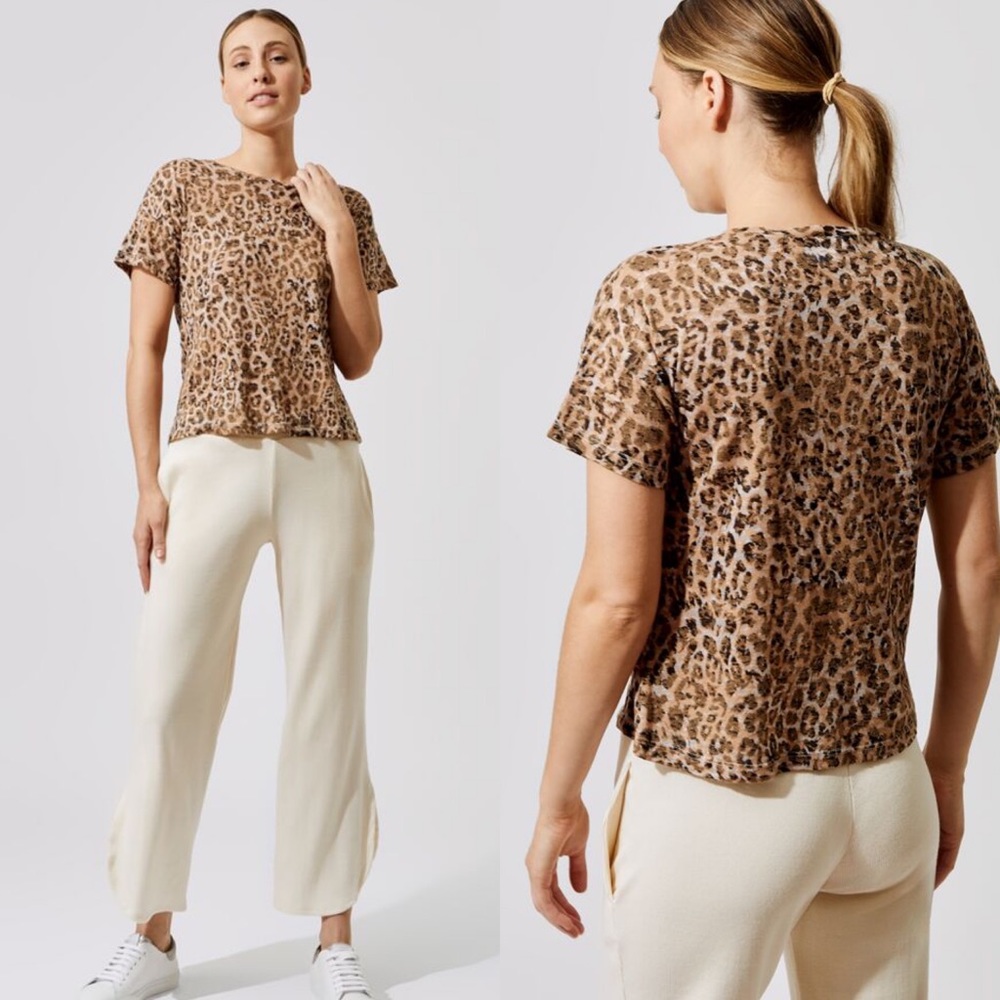 NWT LNA Leopard Burnout Boxy Crew Tee